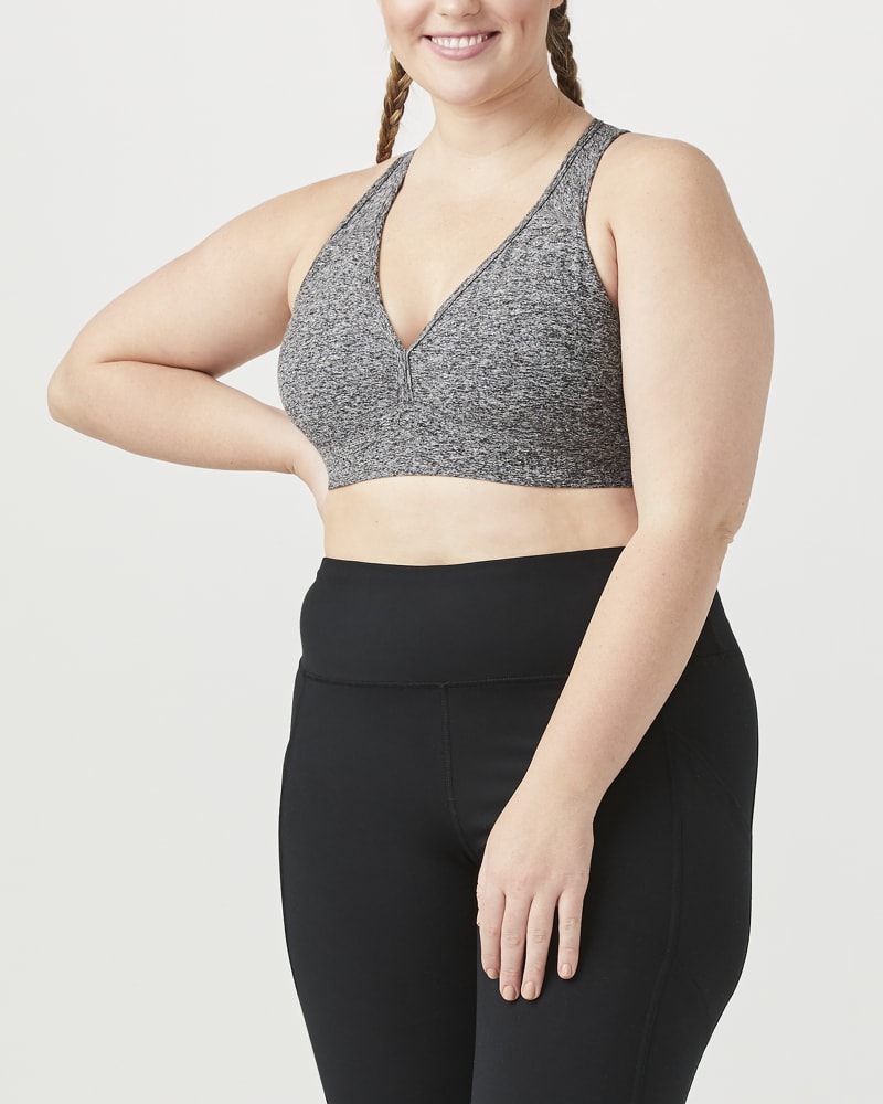 Front of plus size Dalary Plunging Sports Bra by Beyond Yoga | Dia&Co | dia_product_style_image_id:156848